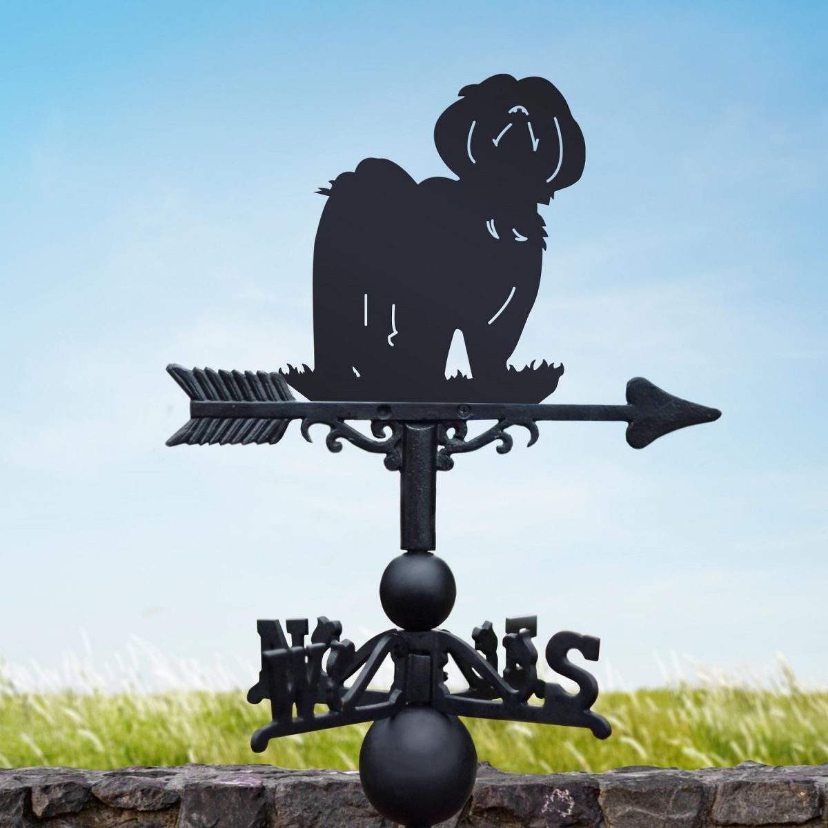 Black Weathervane with Lhasa Apso 