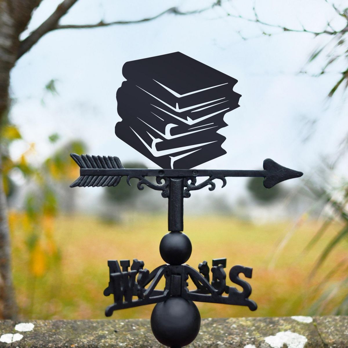 Black Weathervane with Book Design 