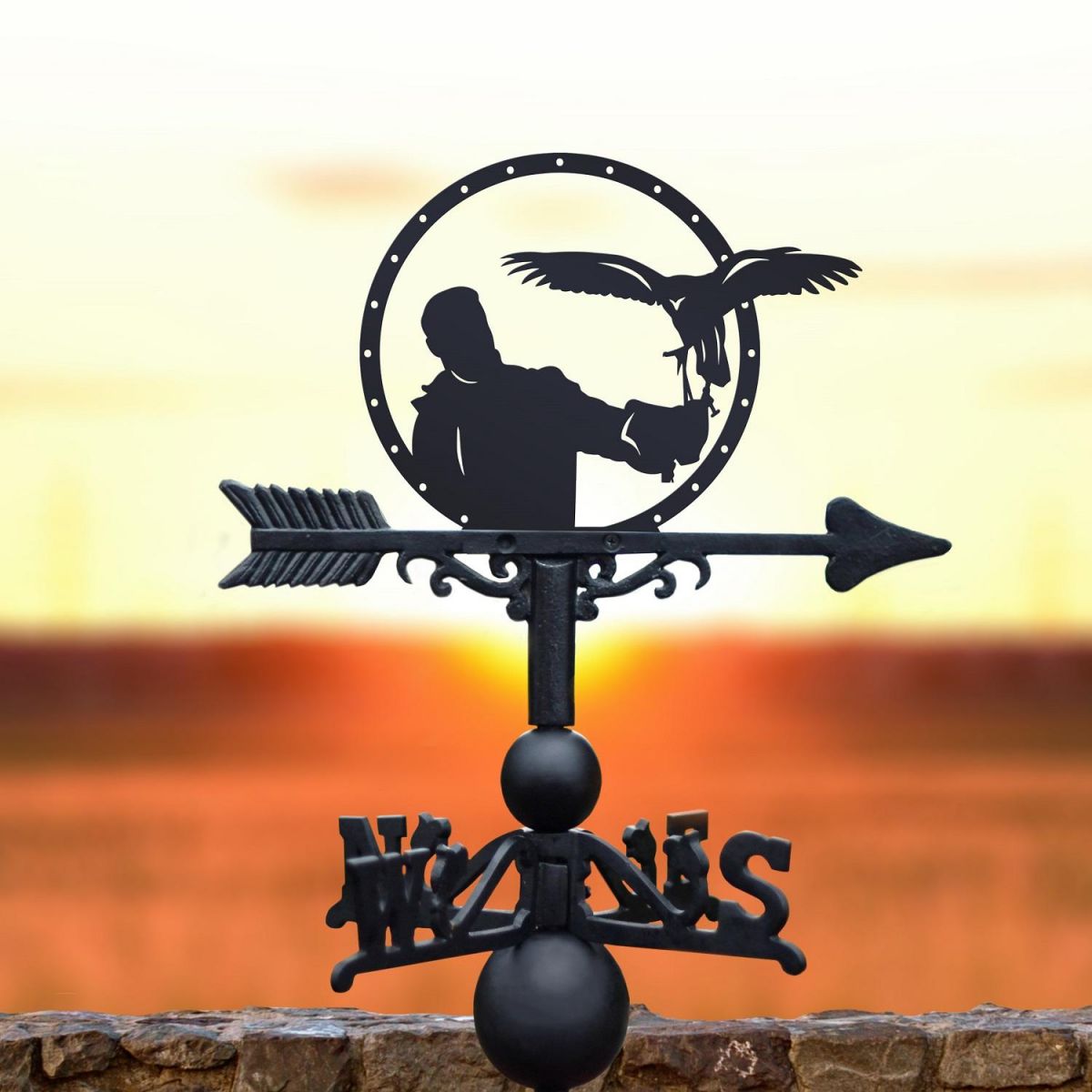 Black Weathervane with Falconry Design 
