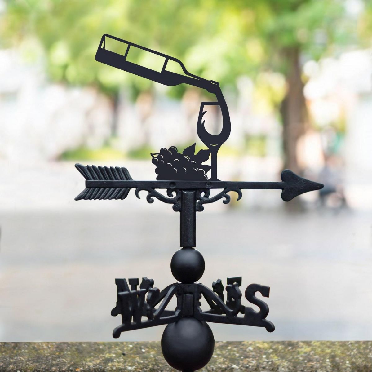 Wine Bottle & Glass Weathervane 