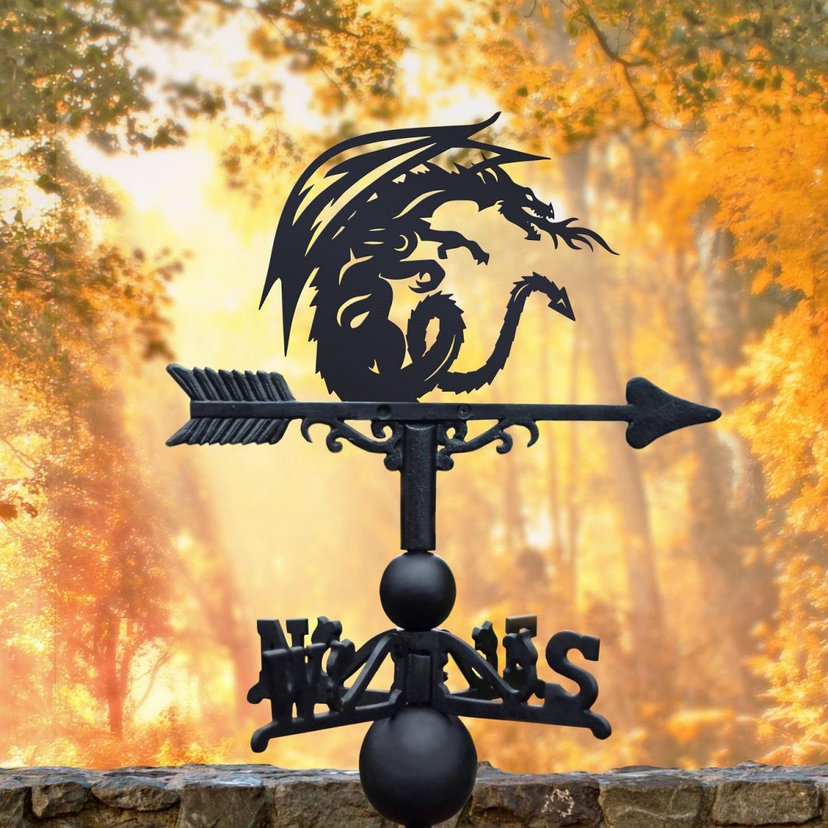 Tribal Dragon Weathervane in Black 