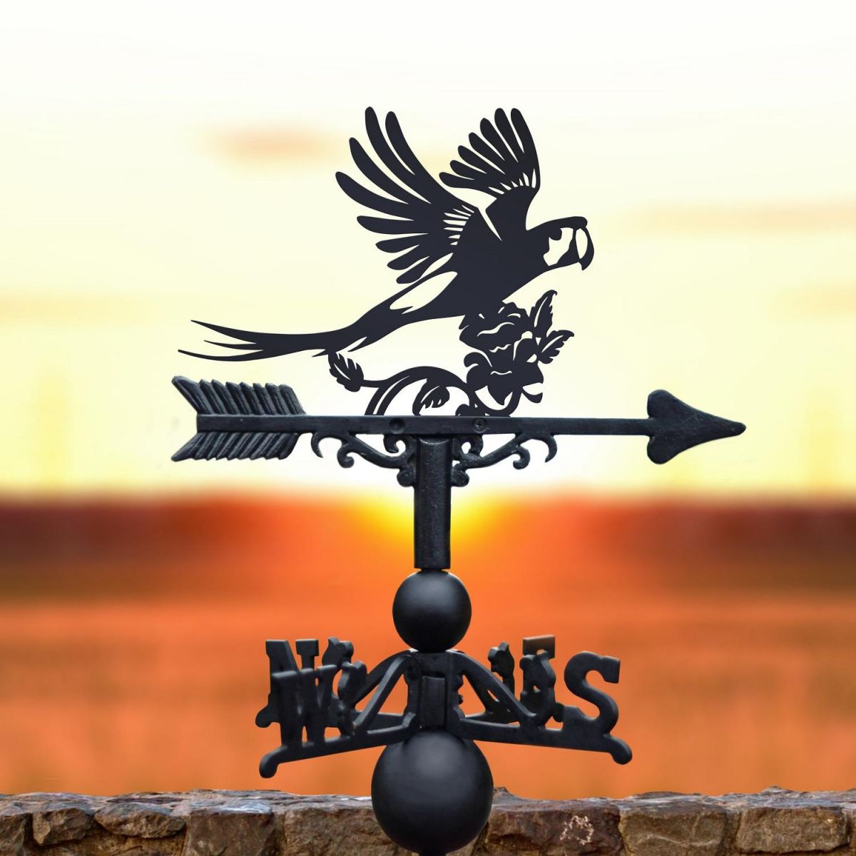 Macaw Weathervane with Sunset 