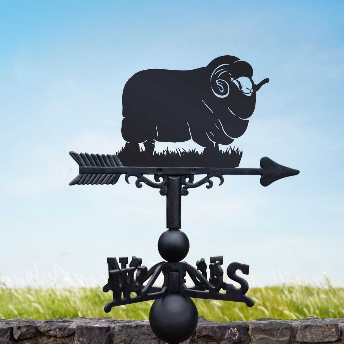 Black Weathervane with Merino Sheep 