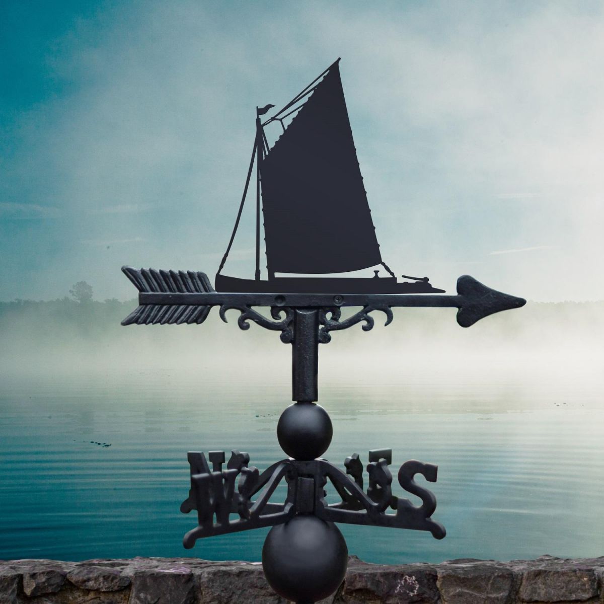 Norfolk Wherry Sail Boat Weathervane in Black 