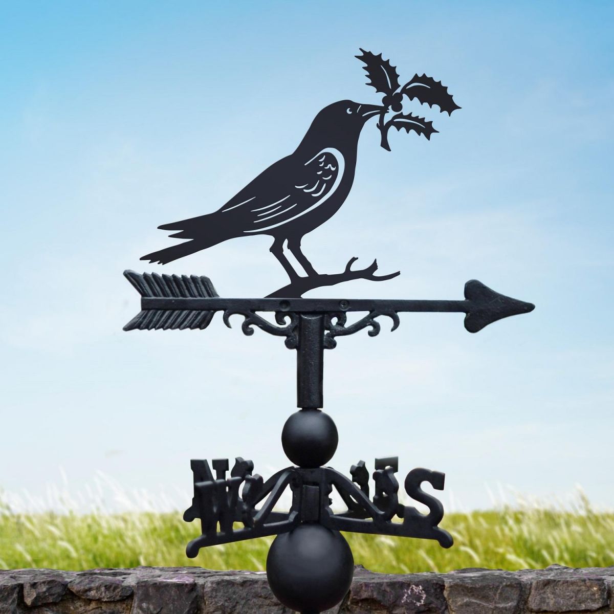 Weathervane with Raven & Holly Design 