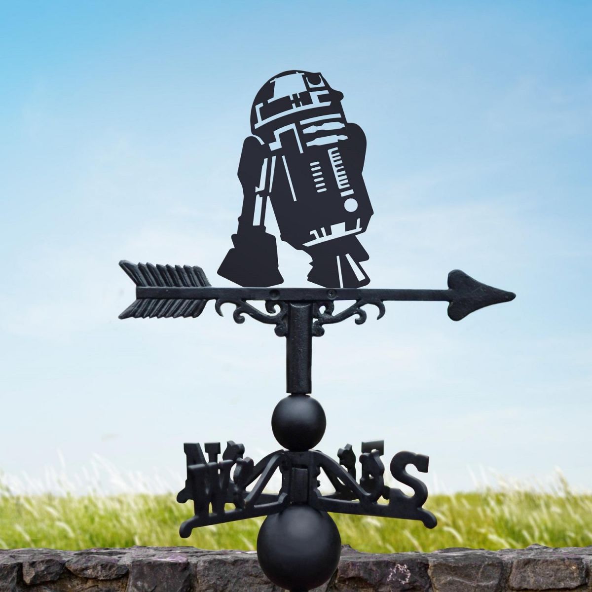 Black Weathervane with Robotic Droid Design 