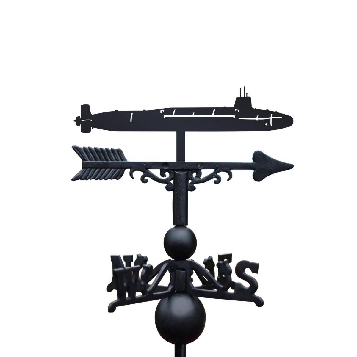 Vanguard Submarine Weathervane on White Background