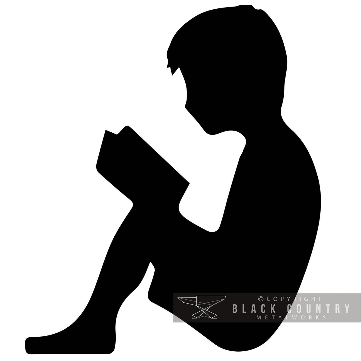 Metal Boy Reading Silhouette