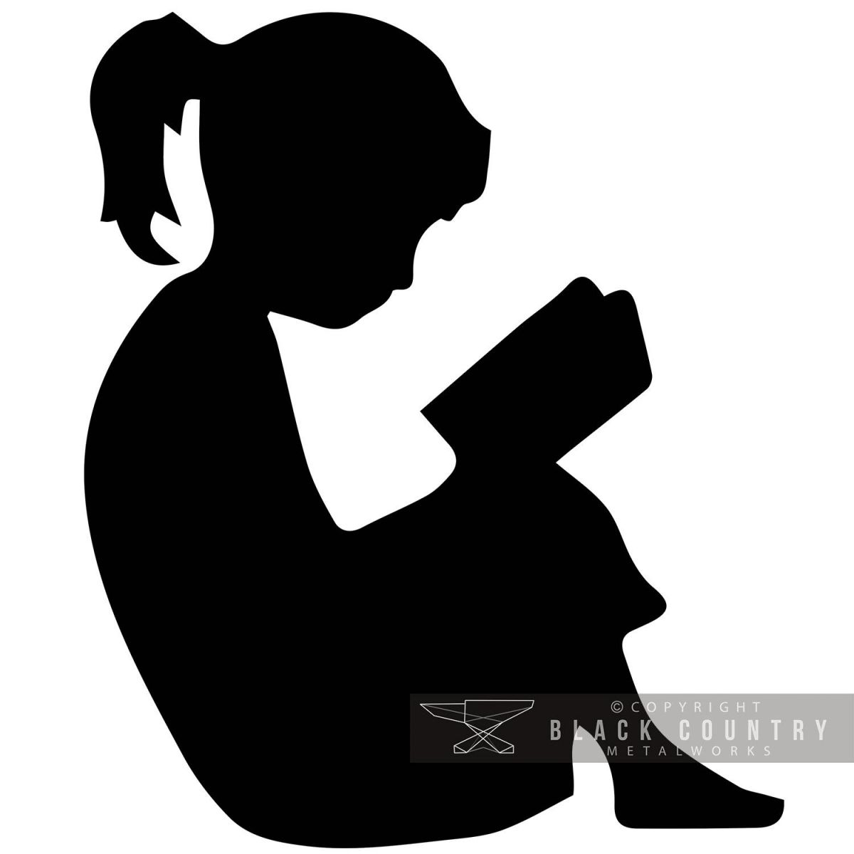 Metal Girl Reading Silhouette