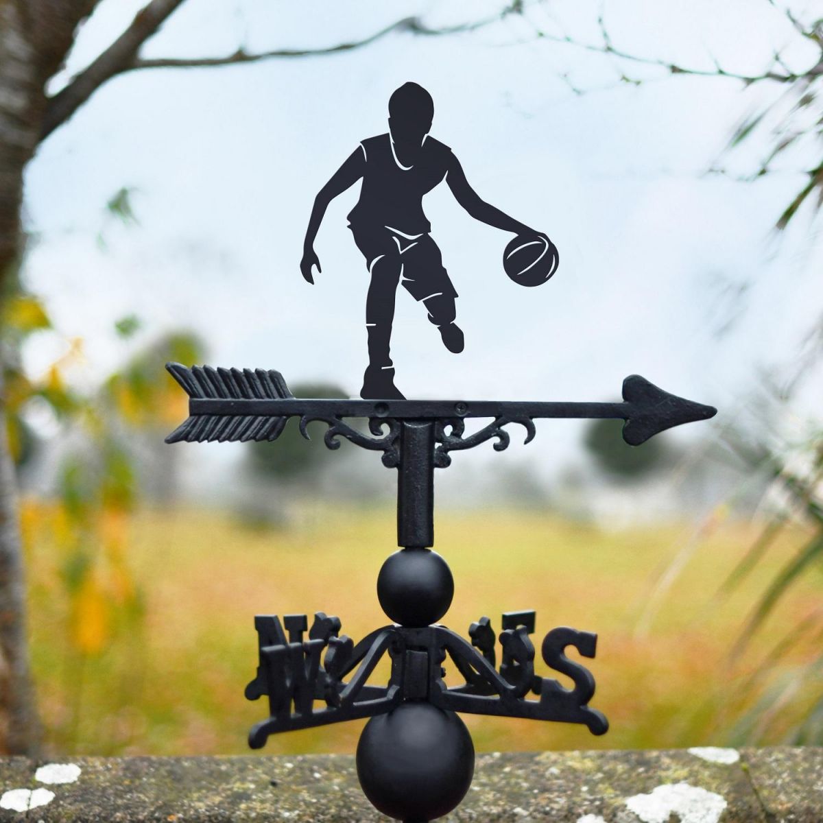 Black Weathervane with Basketball Player Design 