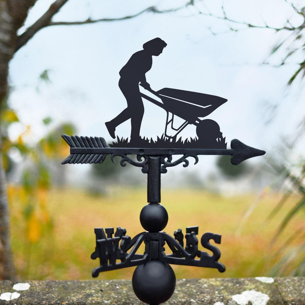 Black Weathervane with Gardener 
