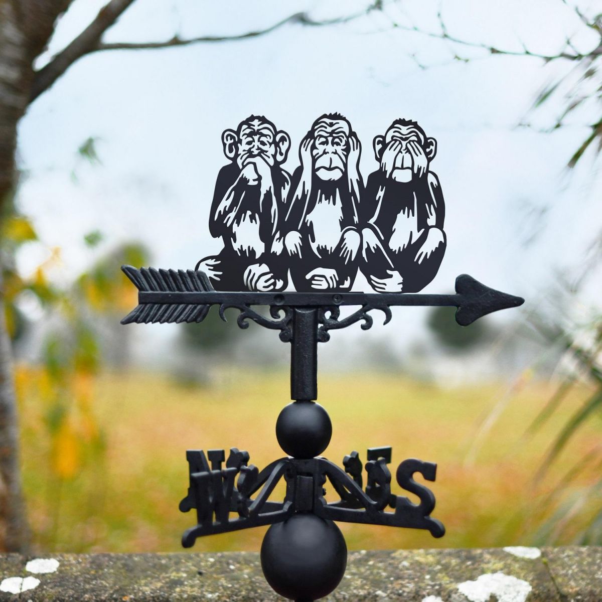 The Three Wise Monkeys Weathervane in Black The Three Wise Monkeys Weathervane in Black