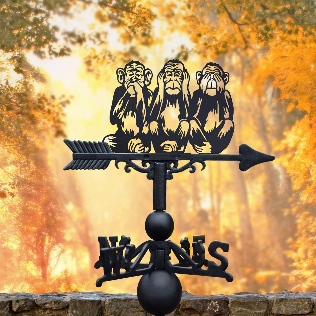 Black The Three Wise Monkeys Weathervane Black The Three Wise Monkeys Weathervane