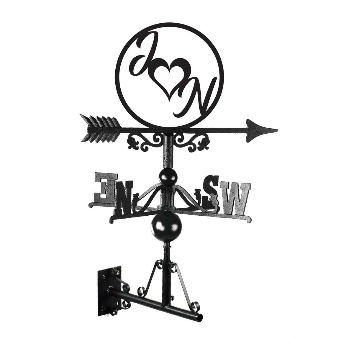 Love Heart Initial Weathervane created from Iron