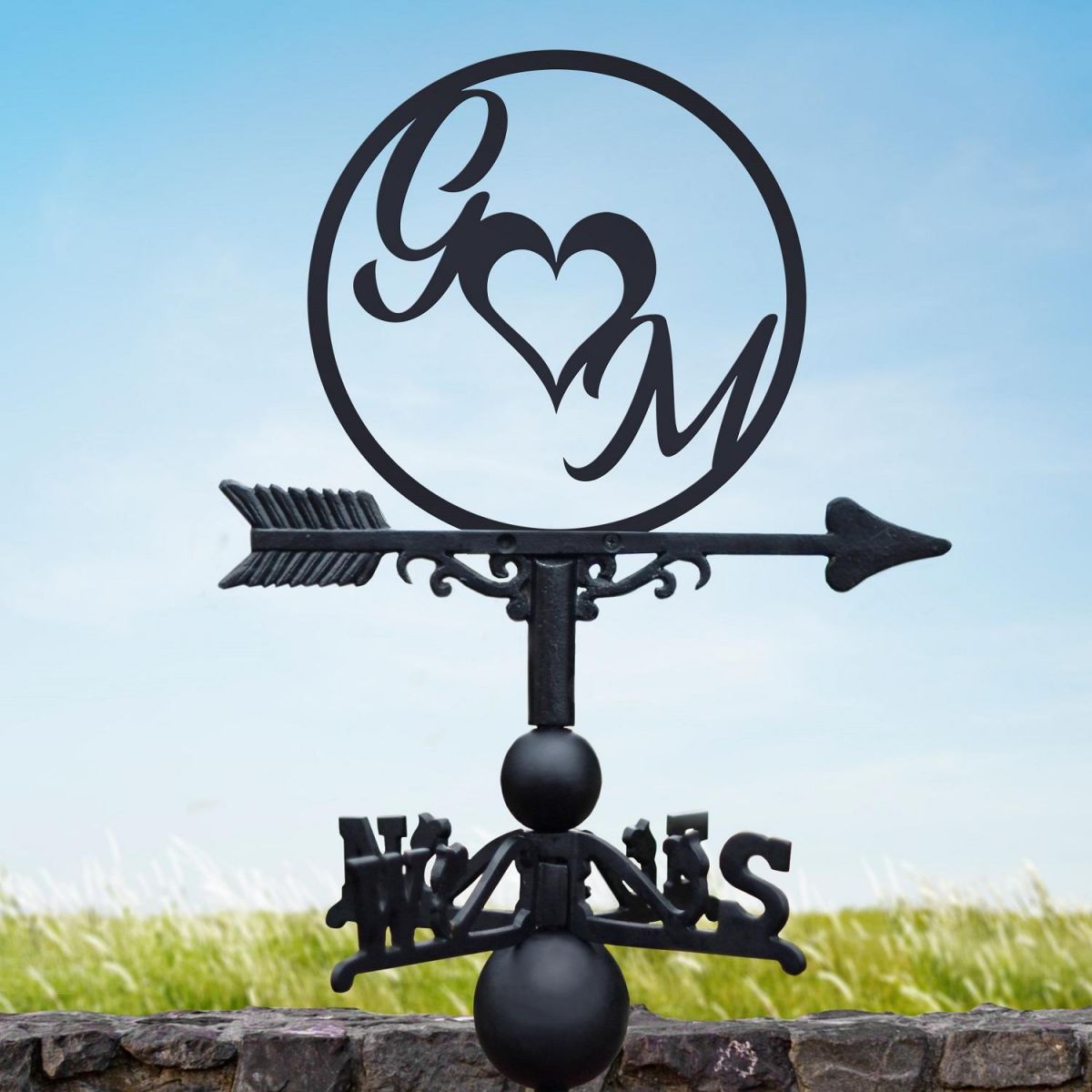 Love Heart Initial Weathervane