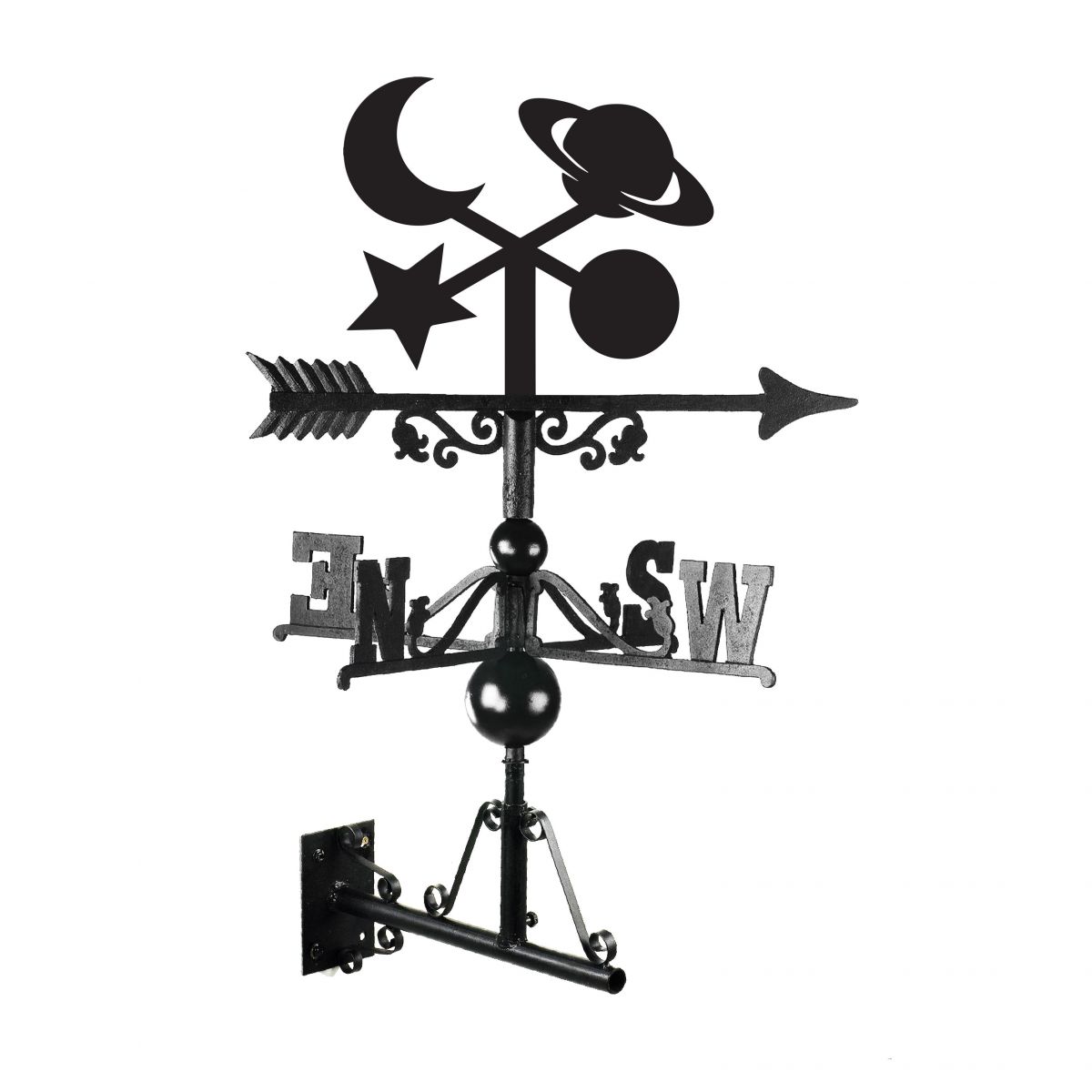 Crescent Moon & Planets Weathervane Bracket