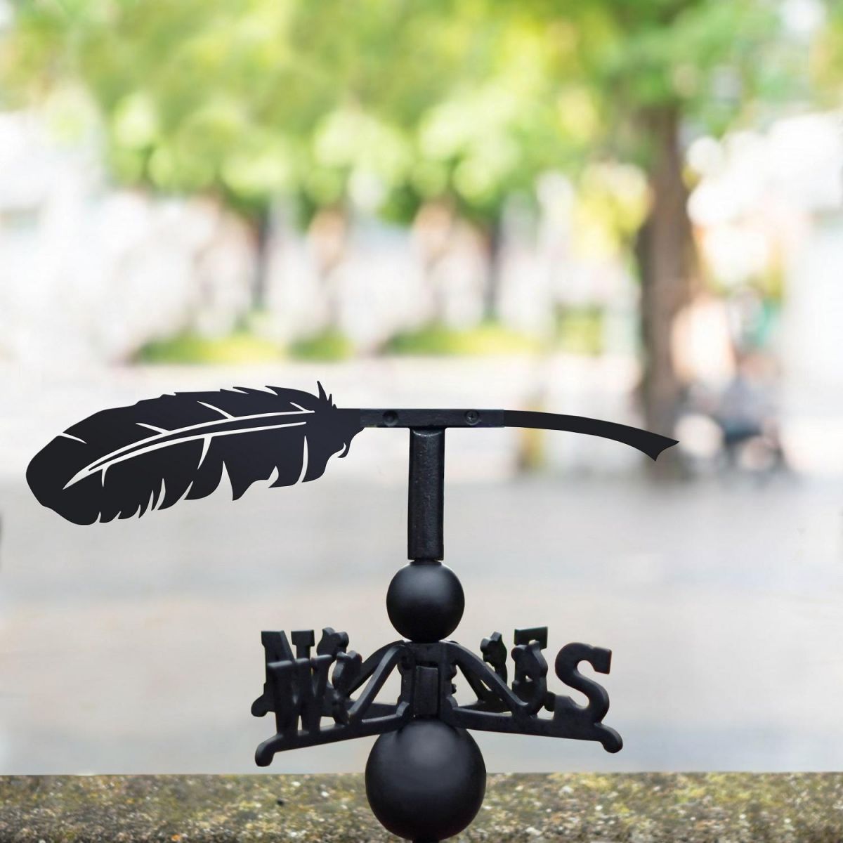Black Weathervane with Feather Design  Black Weathervane with Feather Design
