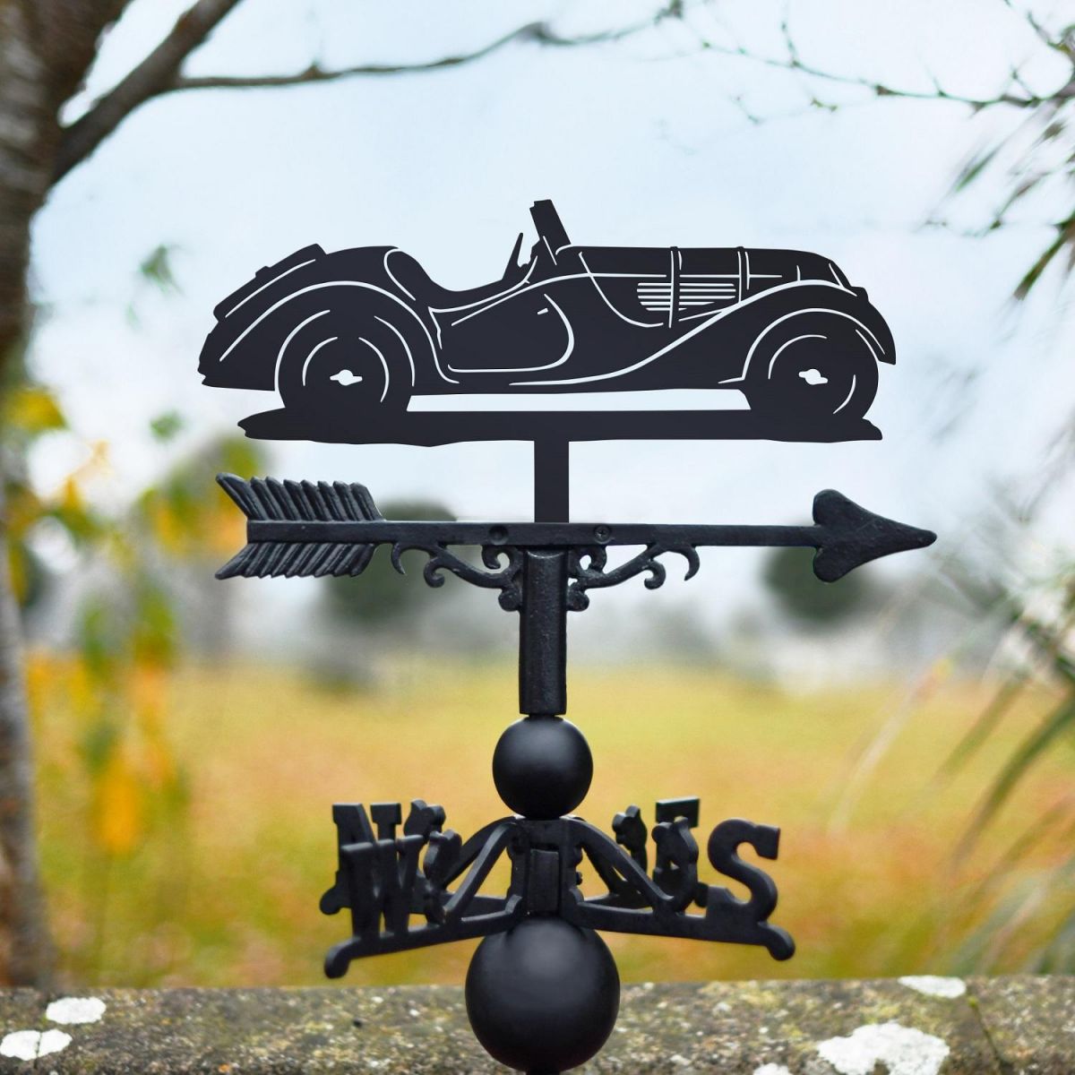Black 1930s BMW 328 Weathervane