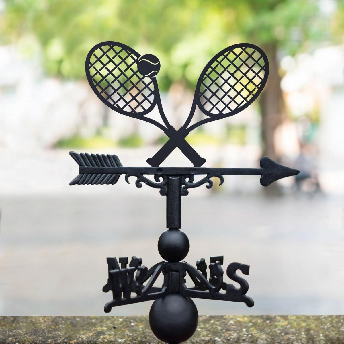 Black Tennis Racket Weathervane 