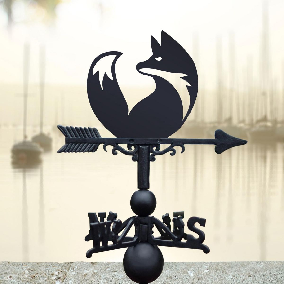 Black Weathervane with Simplistic Fox Design 