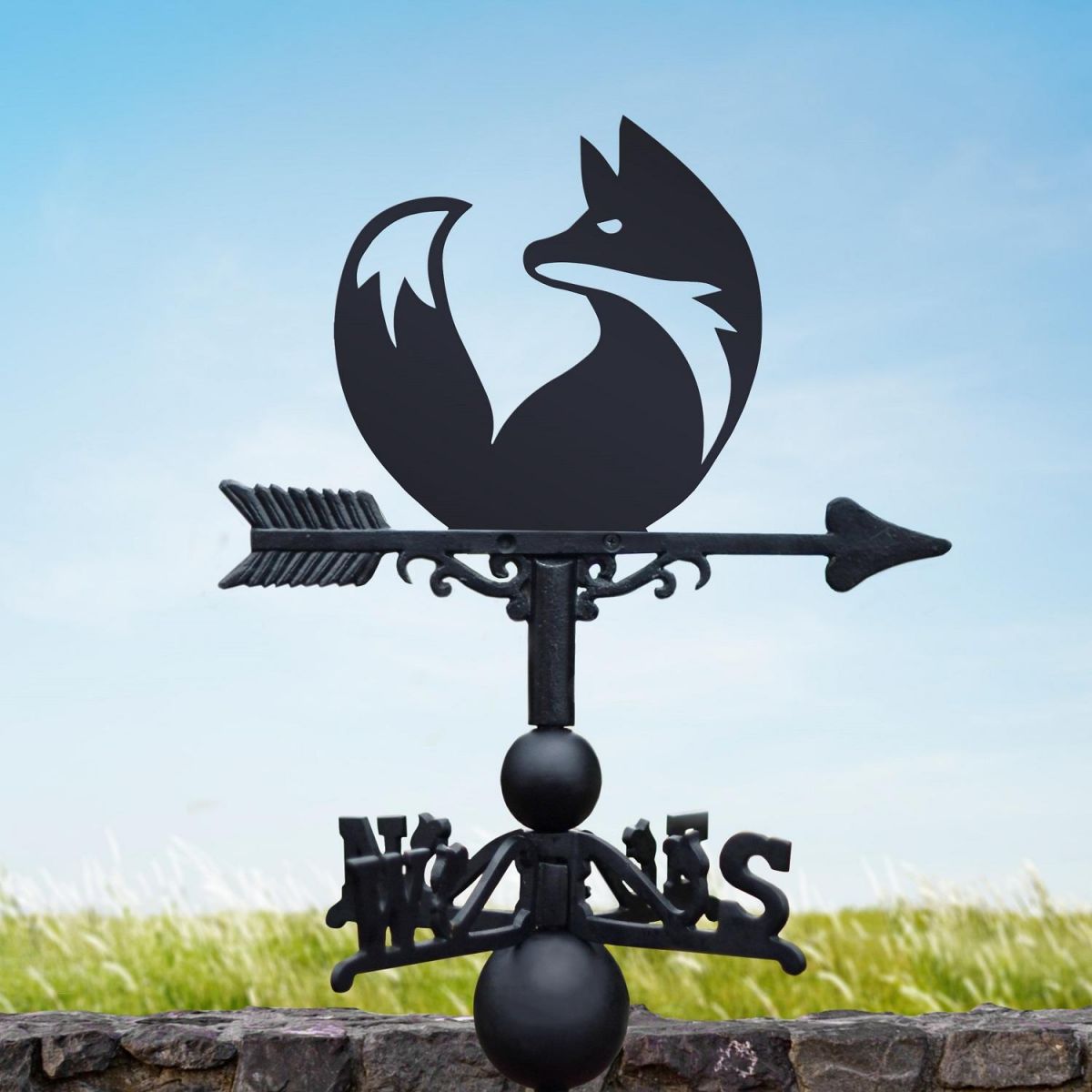Simplistic Fox Weathervane in Black 