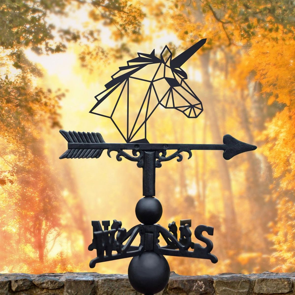 Weathervane with Geometric Unicorn Design 