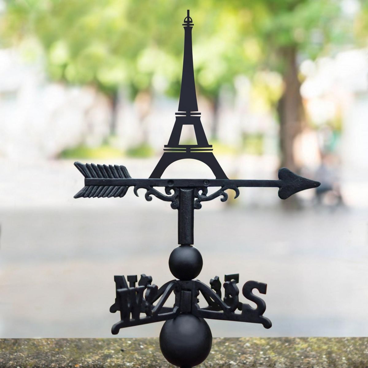 Black Eiffel Tower Weathervane in Situ 