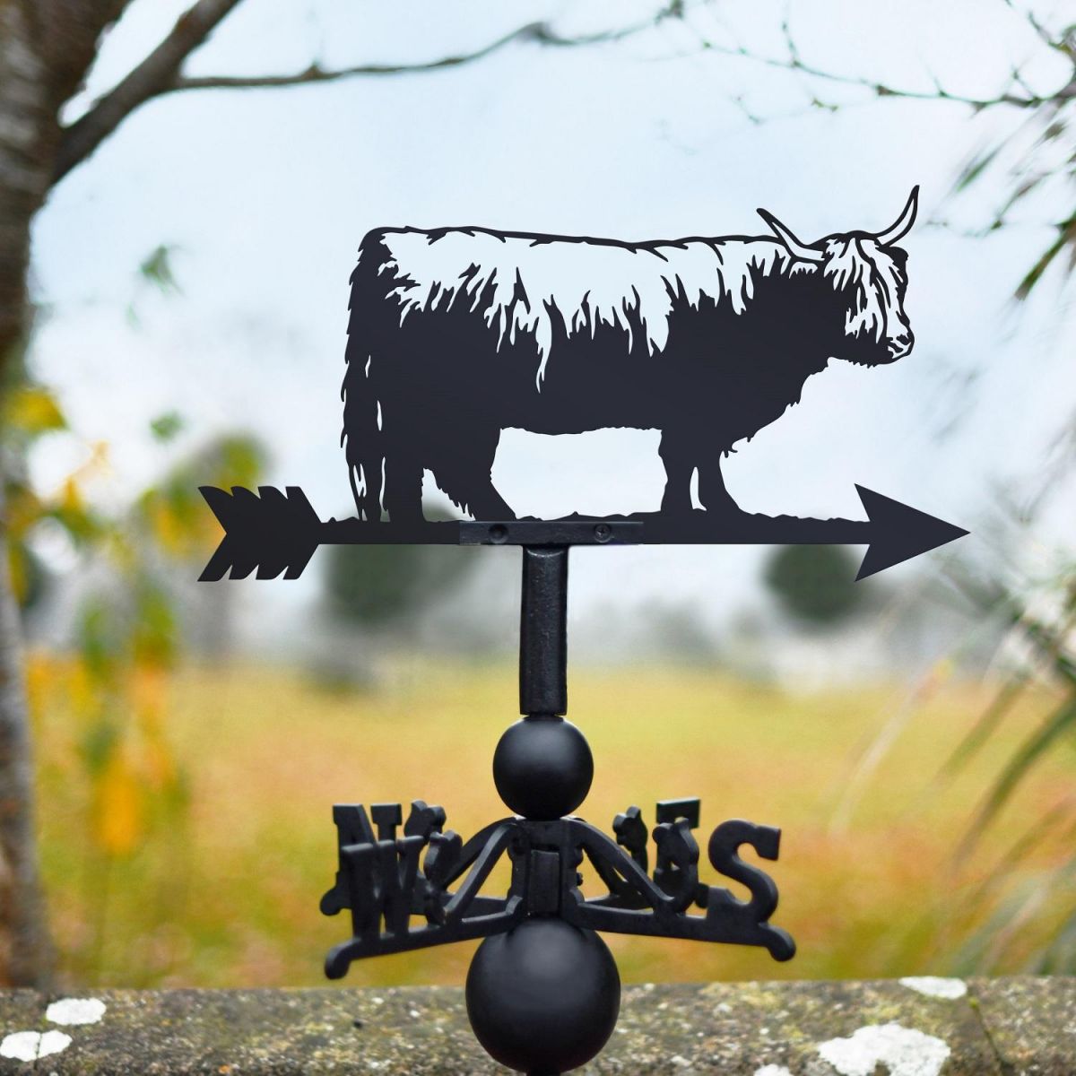 Highland Cow Weathervane in Black 