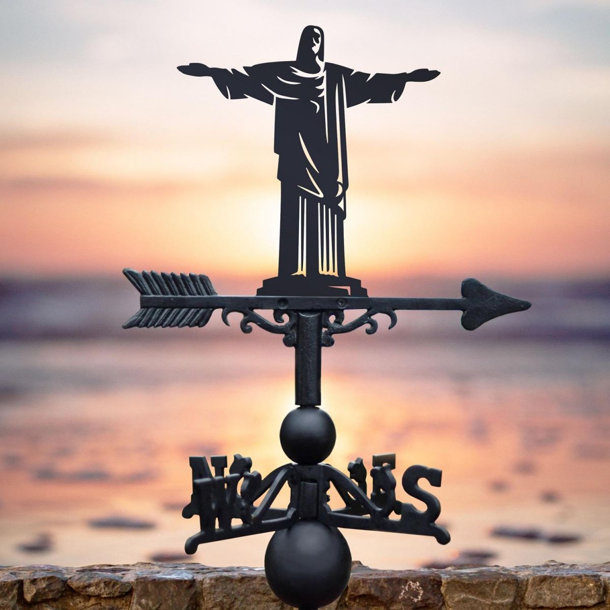 Rio De Janeiro "Christ the Redeemer" Weathervane in Black 