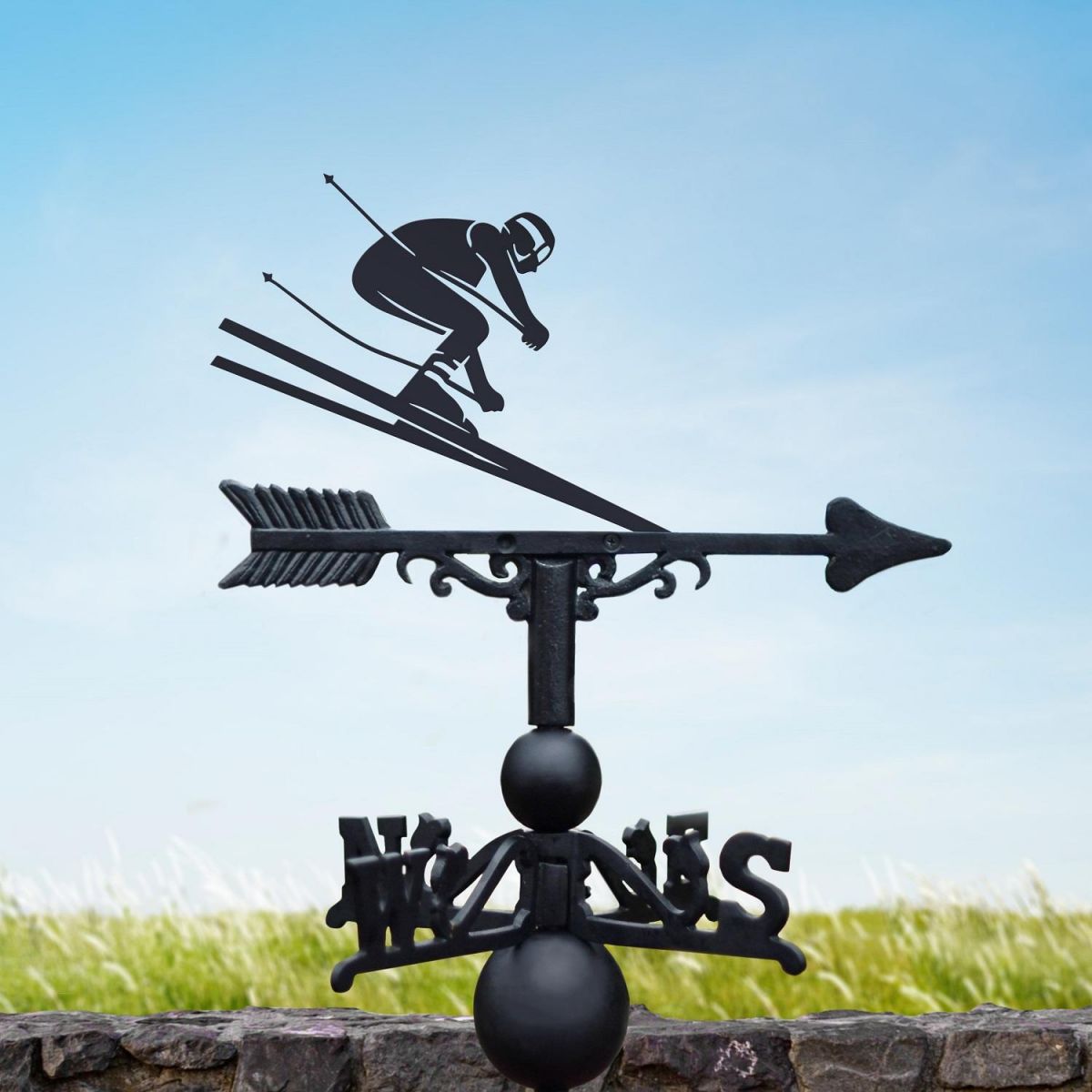Black Skiing Weathervane 