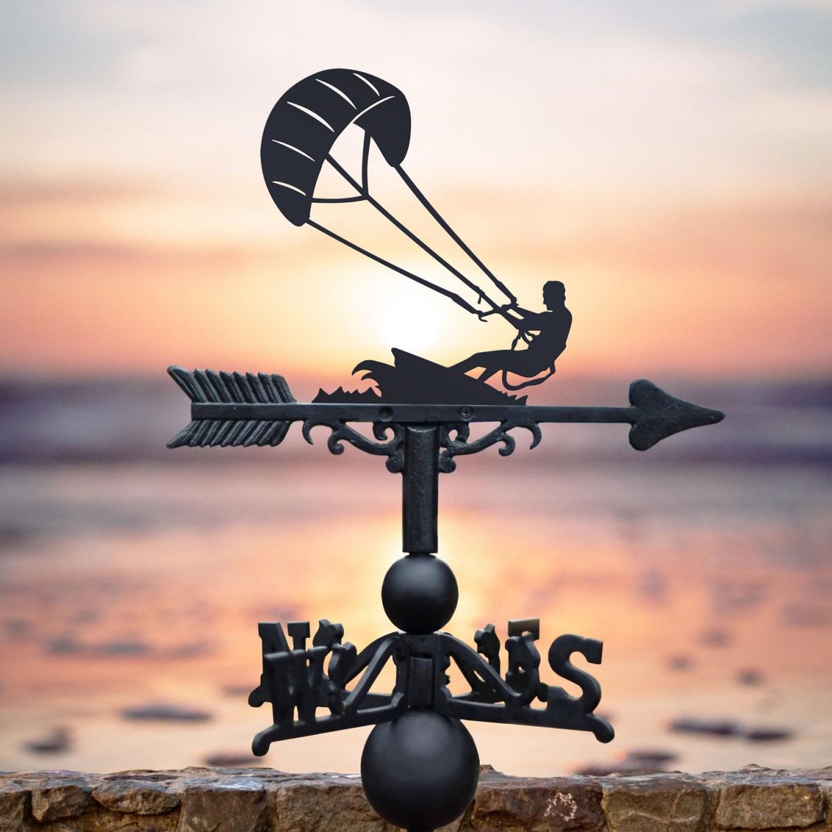 Kite Surfer Weathervane in Black 