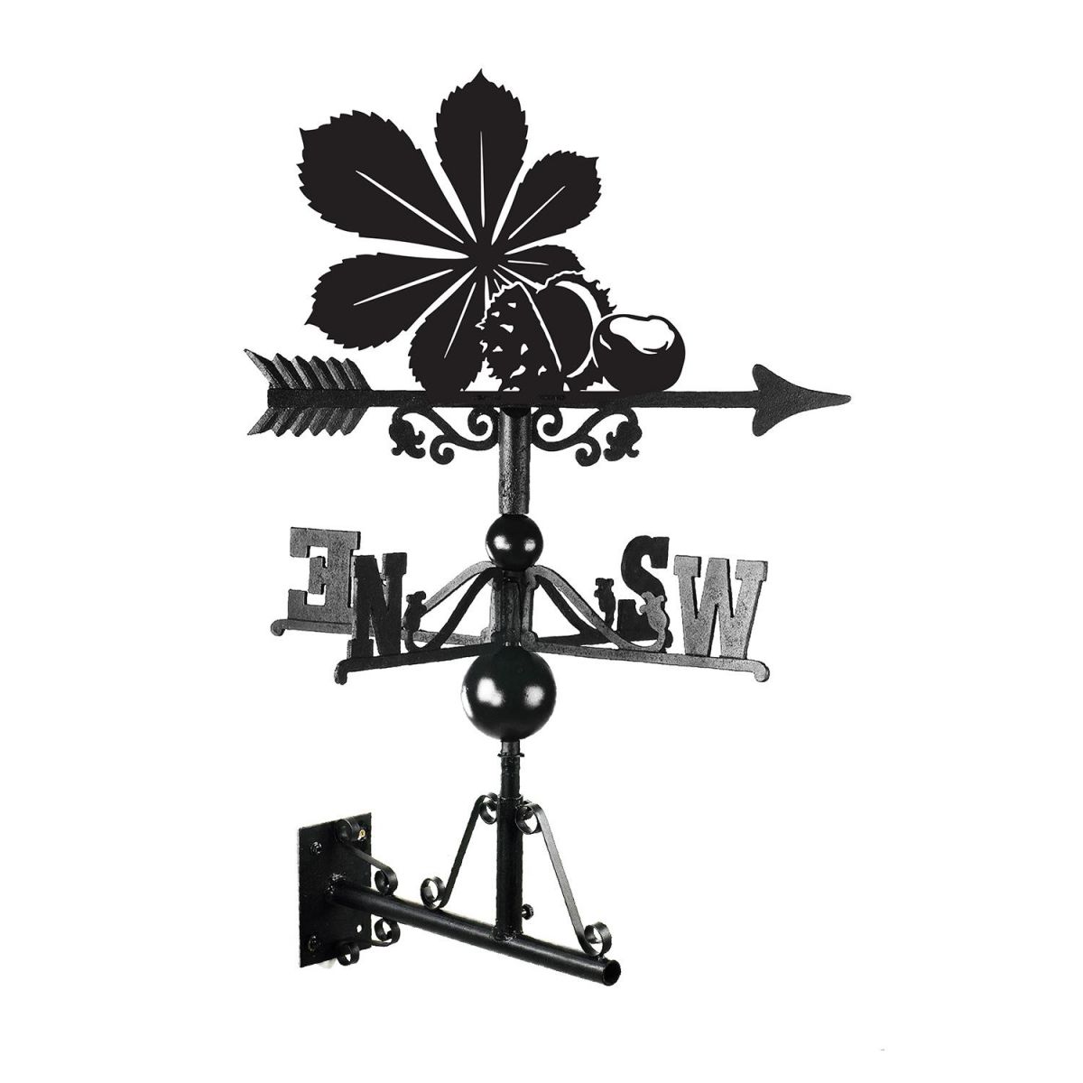 Horse Chestnut Iron Weathervane Finished in Black