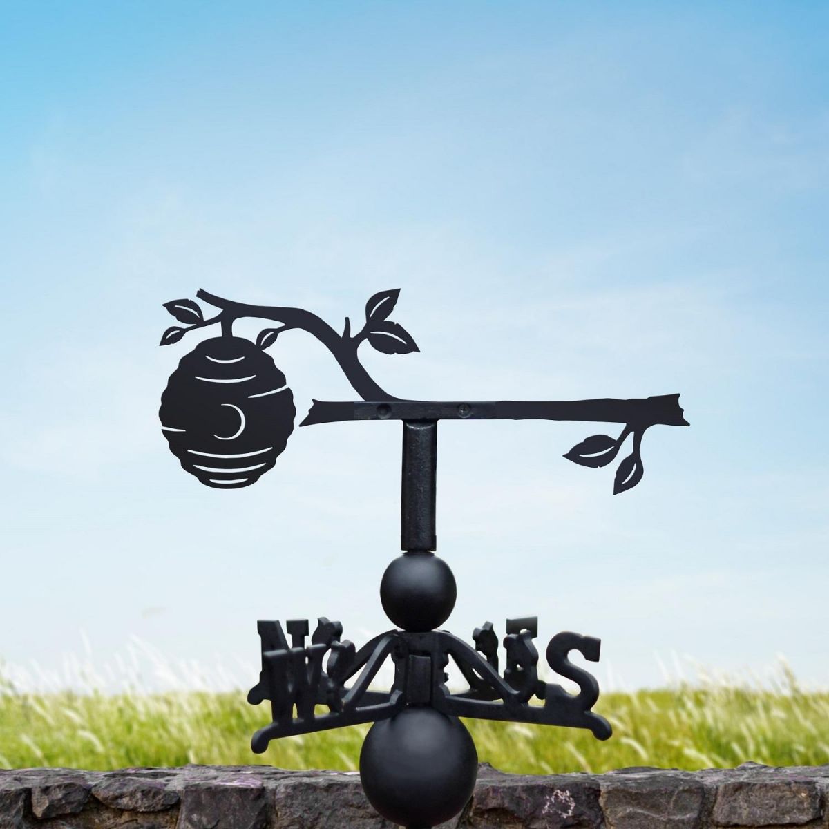Cartoon Beehive on Branch Weathervane