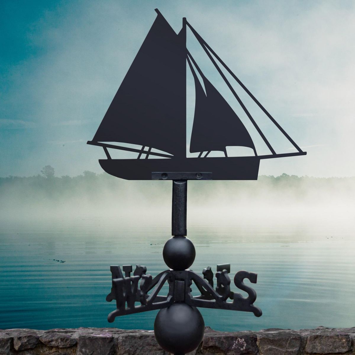 Black Weathervane with Cutter Ship Design 
