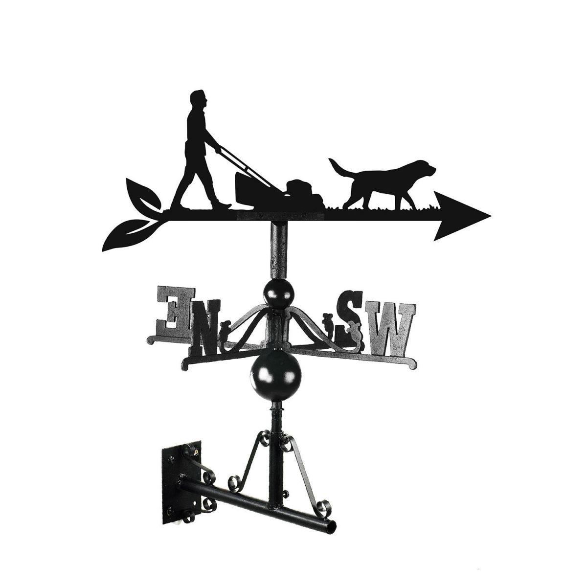 Mowing The Lawn With Labradors Iron Weathervane Finished in Black