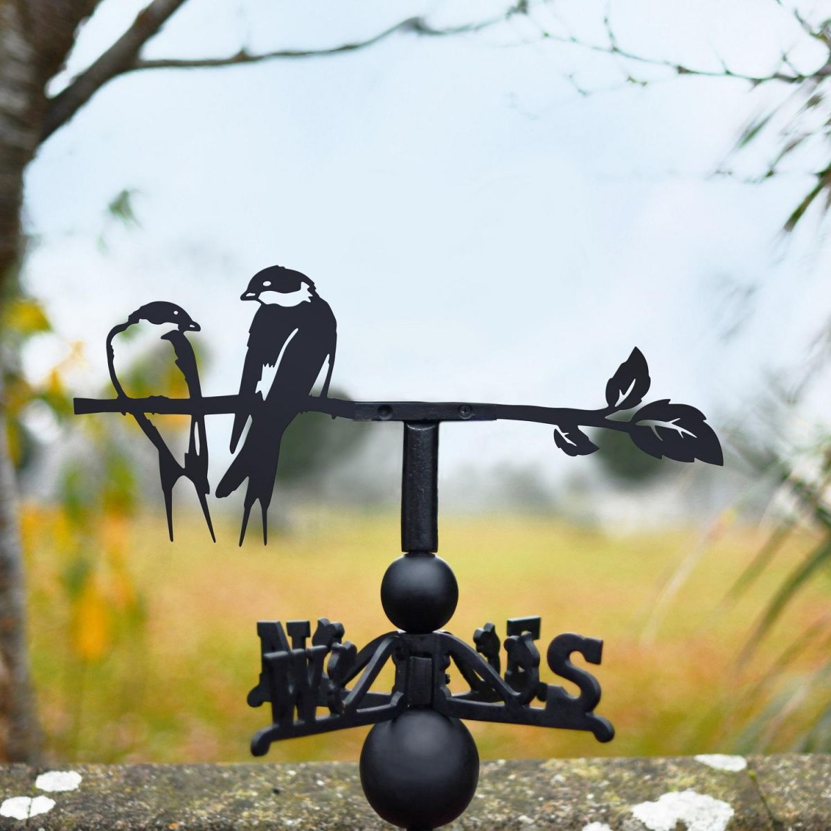 Black Weathervane with Swallow Design 
