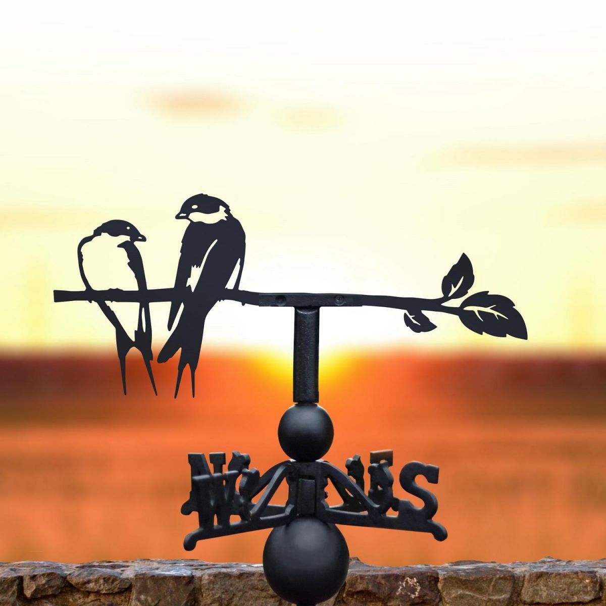 Black Weathervane with Swallows Design 