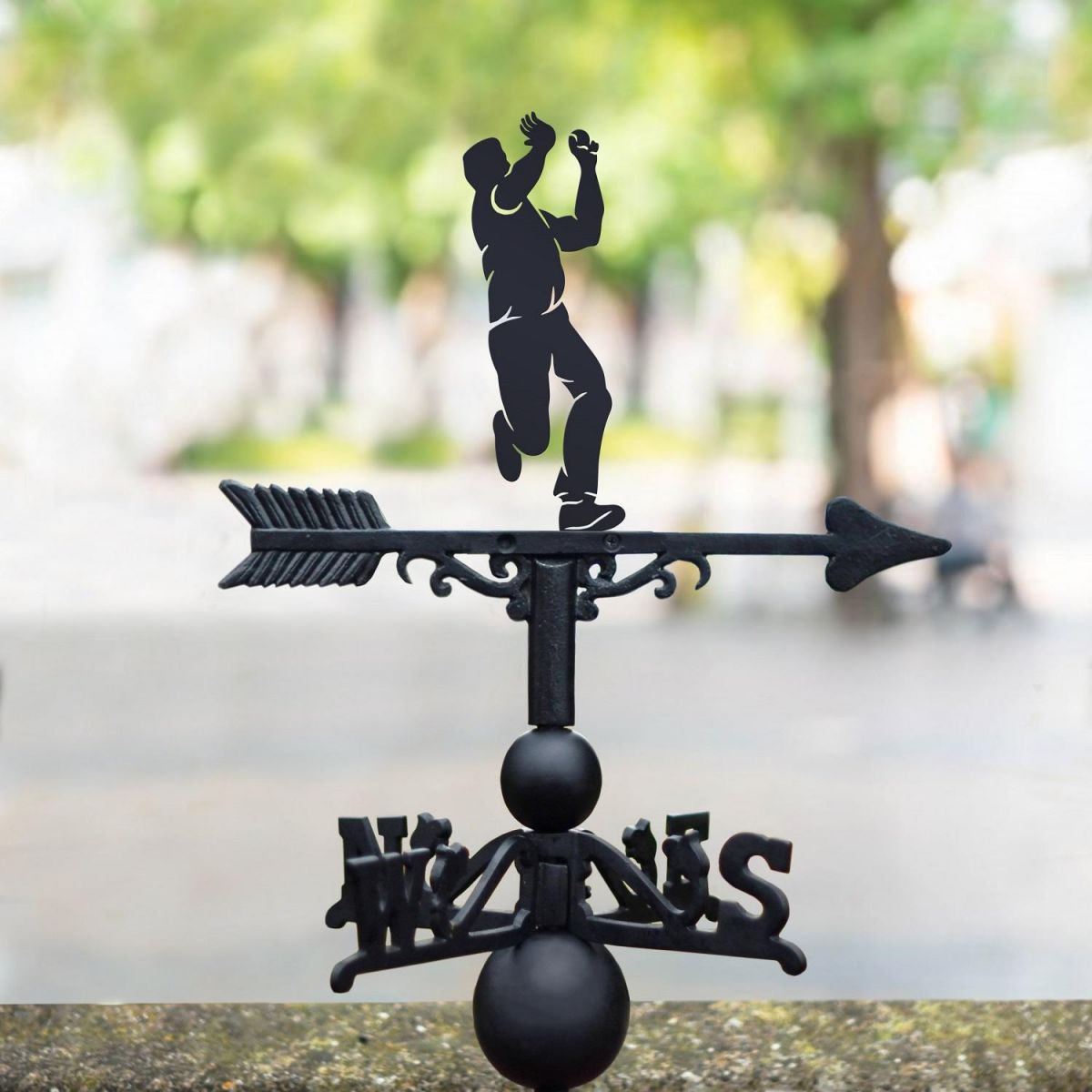 Cricket Bowler Weathervane in Black Finish 