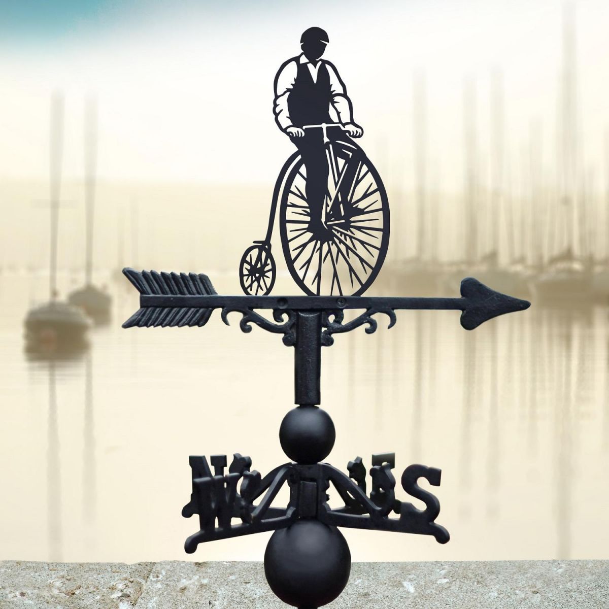 Black Weathervane with Penny Farthing Design