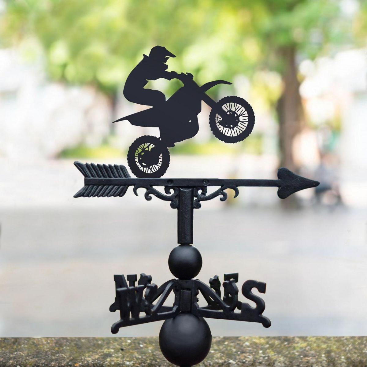 Black Weathervane with Dirt Bike Design Black Weathervane with Dirt Bike Design