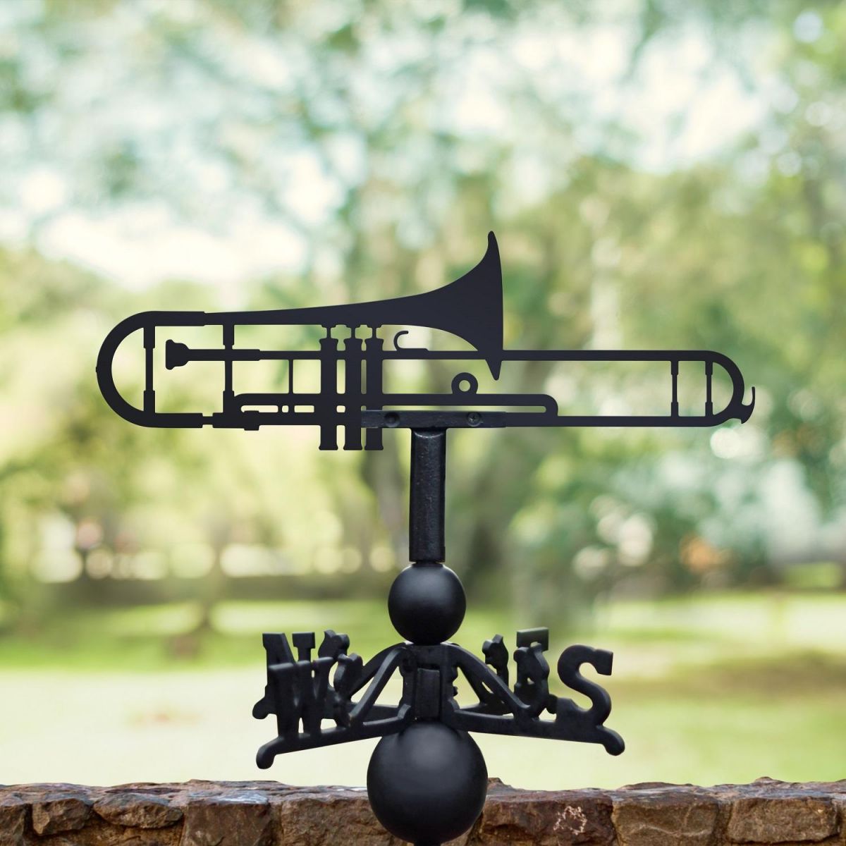 Black Weathervane with Trombone Design  Black Weathervane with Trombone Design