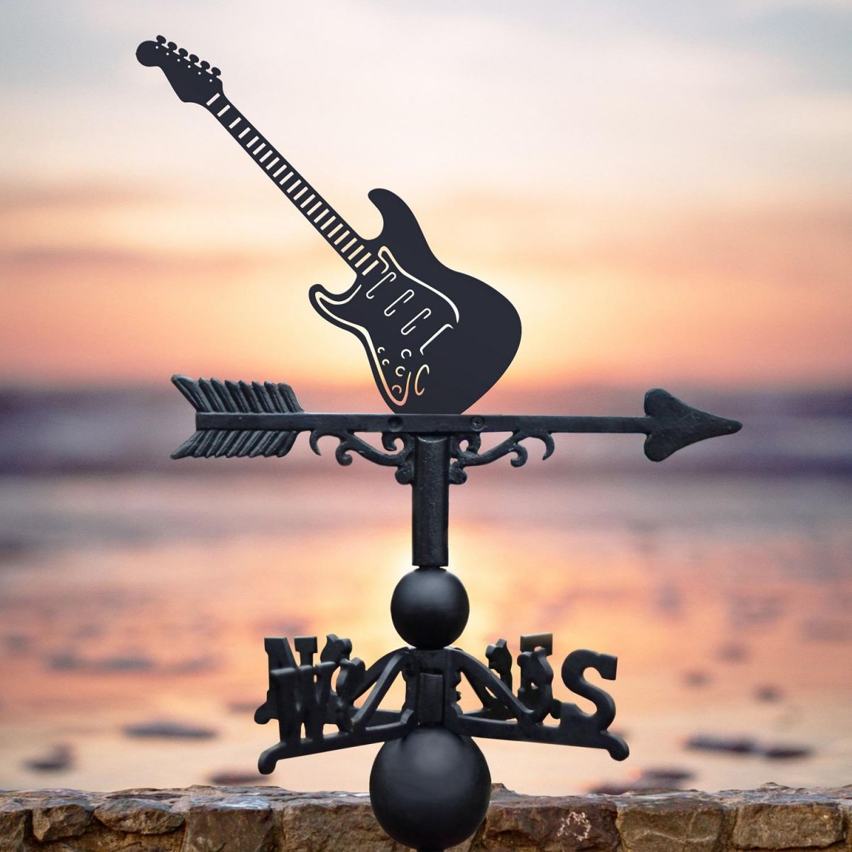 Black Weathervane with Electric Guitar