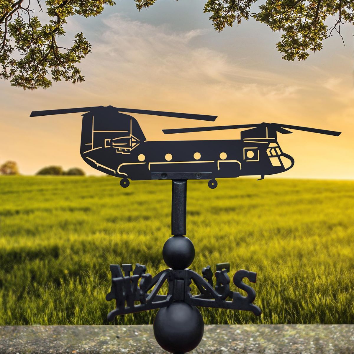 Chinook Helicopter Weathervane in Use in the Sun Rise