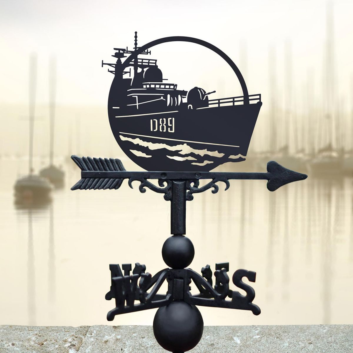 HMS Exeter Weathervane in Situ