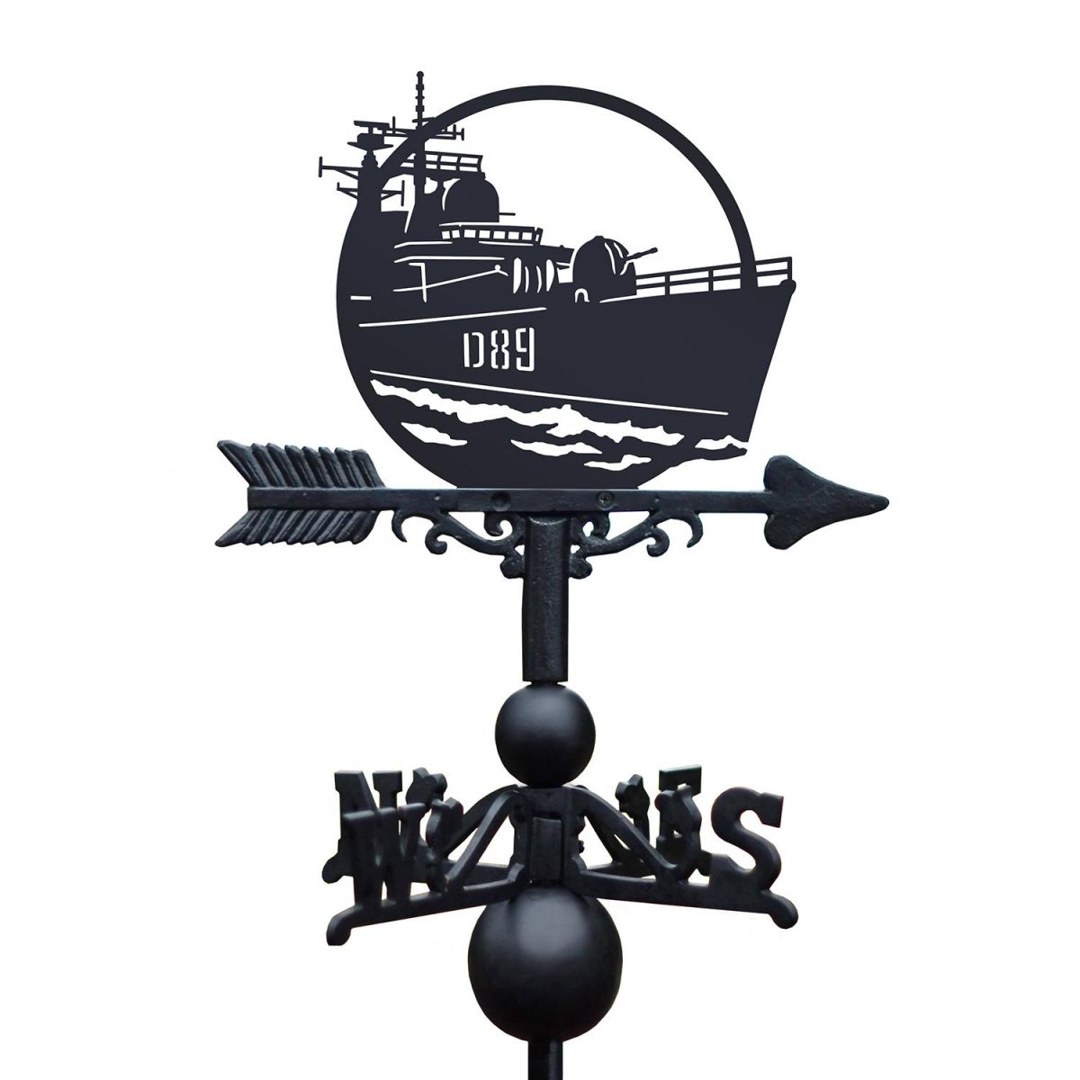 HMS Exeter Weathervane in a Black Finish