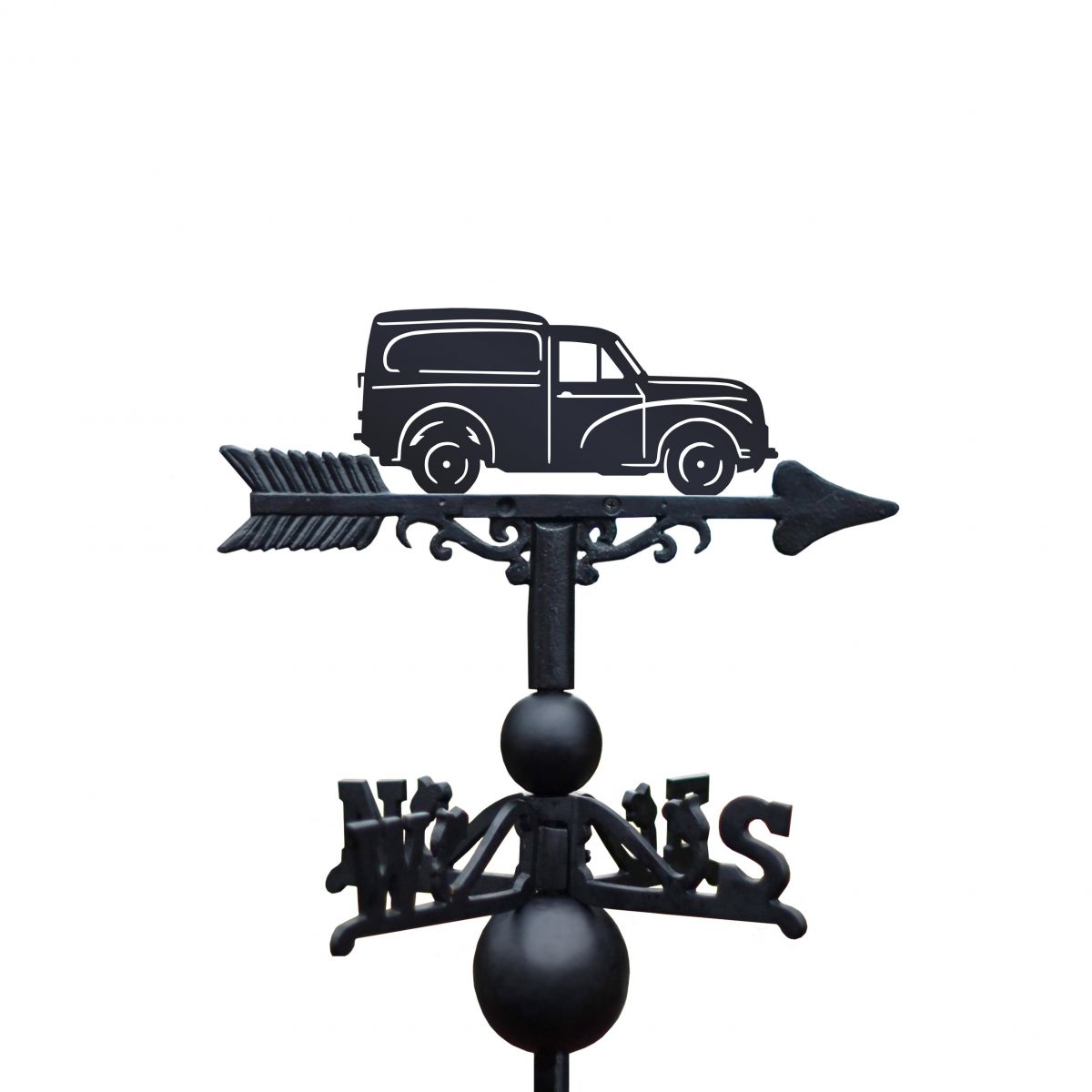 "Morris 1000" Van Weathervane Finished in Black "Morris 1000" Van Weathervane Finished in Black