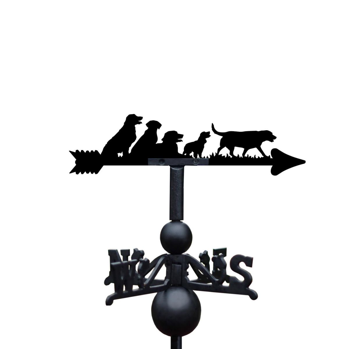 Group of Dogs Weathervane on White Background Group of Dogs Weathervane on White Background