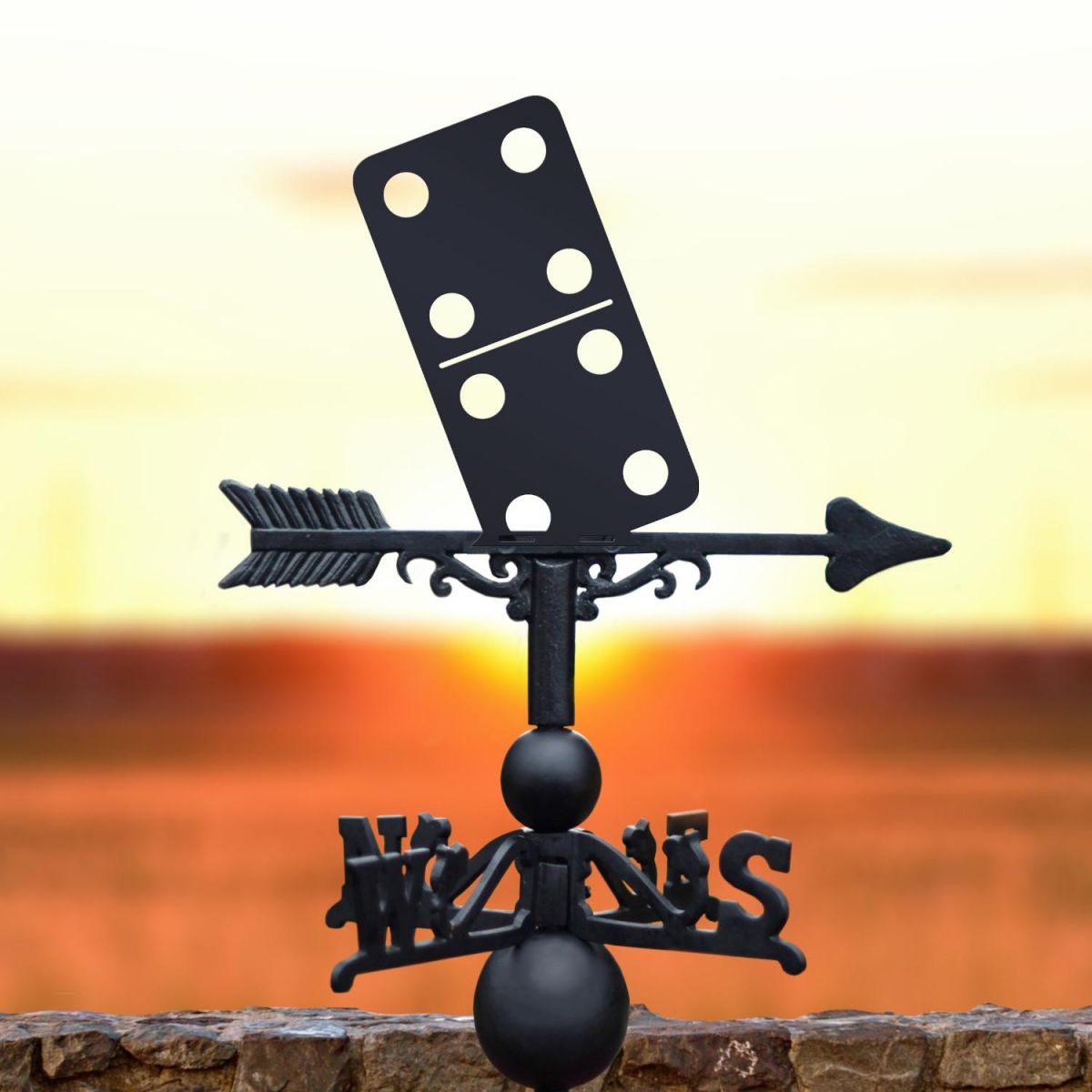 Weathervane with Double Four Domino at Sunset Weathervane with Double Four Domino at Sunset