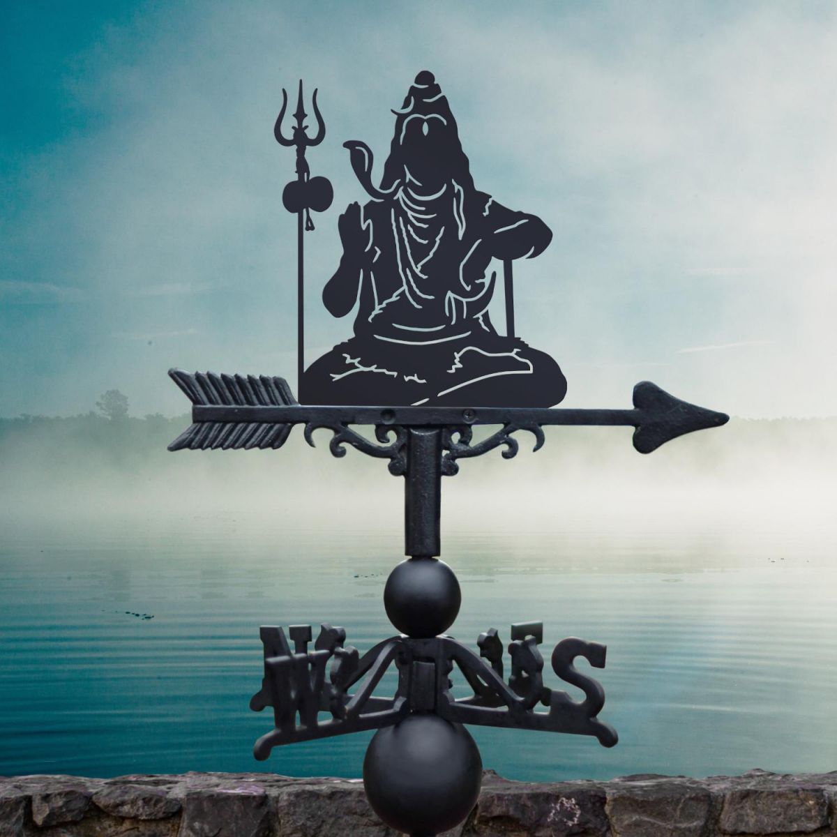 Cast Iron and Steel Weathervane with Shiva the Hindu God Motif