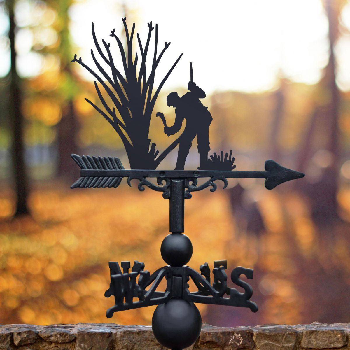 Cast Iron and Steel Weathervane with Woodland Coppice with Billhook Motif